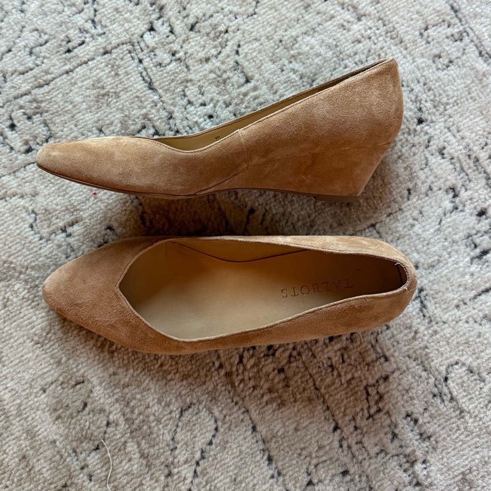 Talbots Laney Tan Suede Wedge Shoes
